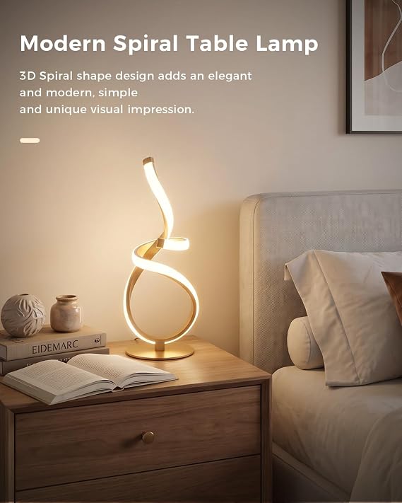 Modern Spiral Table Lamp – 3D LED Touch Control Cool Desk Lamp