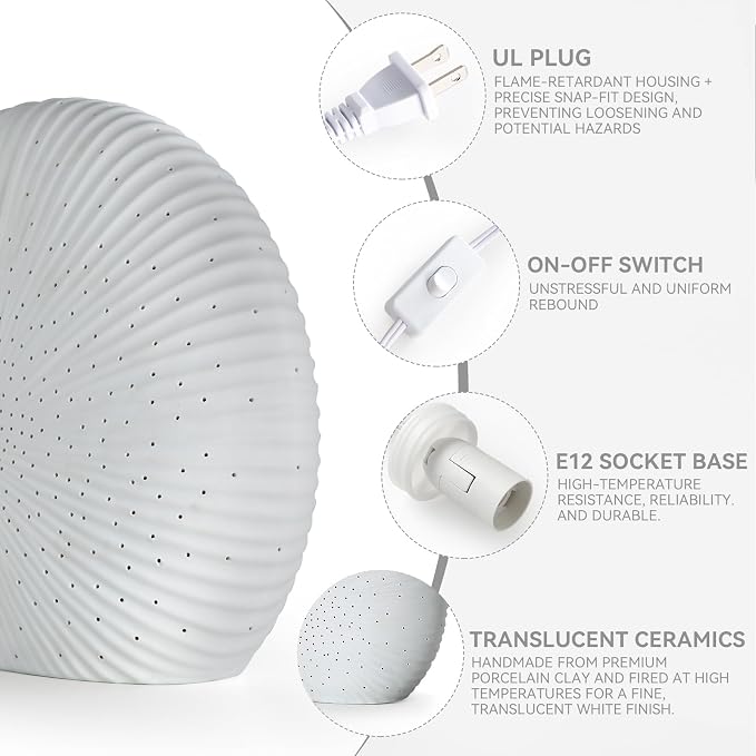 10.5-Inch Decorative Ceramic Table Lamp – Corded Lamp with Bulb Included