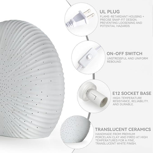10.5-Inch Decorative Ceramic Table Lamp – Corded Lamp with Bulb Included
