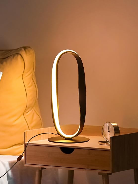 Black Circle LED Table Lamp – 3 Color Temperatures & Dimmable