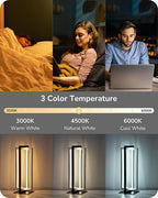 Modern LED Table Lamp – 750LM Dimmable Silver Nightstand Lamp