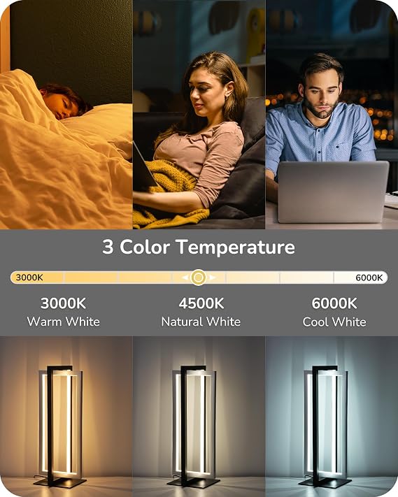 Modern LED Table Lamp – 750LM Dimmable Silver Nightstand Lamp