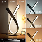 Black Spiral LED Table Lamp – Stepless Dimmable Bedside Lamp