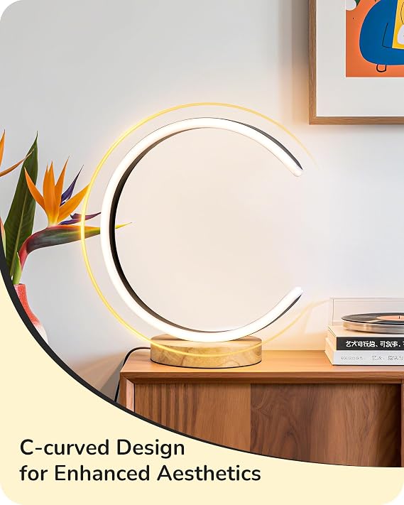LED Table Lamp for Living Room – C-Shaped Modern Bedside Lamp