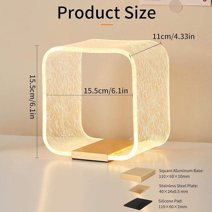 Acrylic Bedside Lamp – Square Starry Effect LED Table Lamp