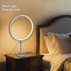 Metal Circle Table Lamp – 15.8-Inch USB Dimmable Bedside Lamp