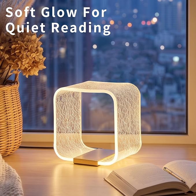 Acrylic Bedside Lamp – Square Starry Effect LED Table Lamp