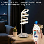 Modern Spiral Table Lamp – Dimmable LED Silver Bedside Lamp