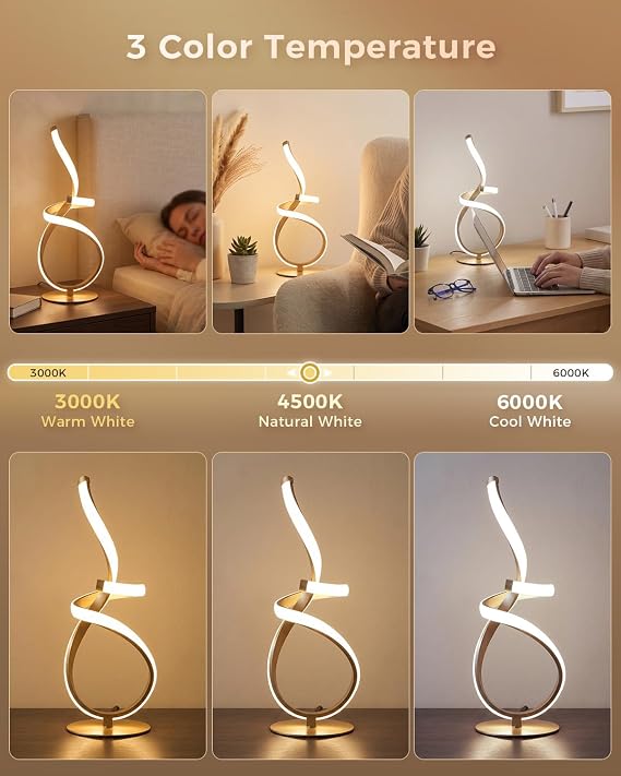 Modern Spiral Table Lamp – 3D LED Touch Control Cool Desk Lamp