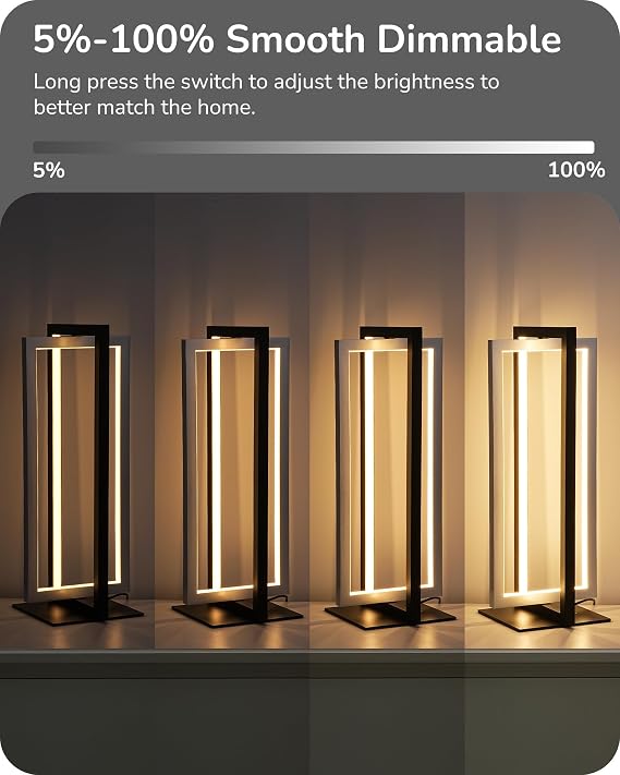Modern LED Table Lamp – 750LM Dimmable Silver Nightstand Lamp