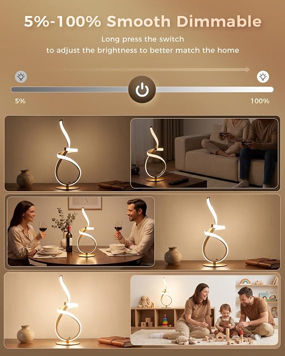Modern Spiral Table Lamp – 3D LED Touch Control Cool Desk Lamp