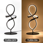 Modern Small Table Lamp – 12W Black LED Spiral Nightstand Lamp