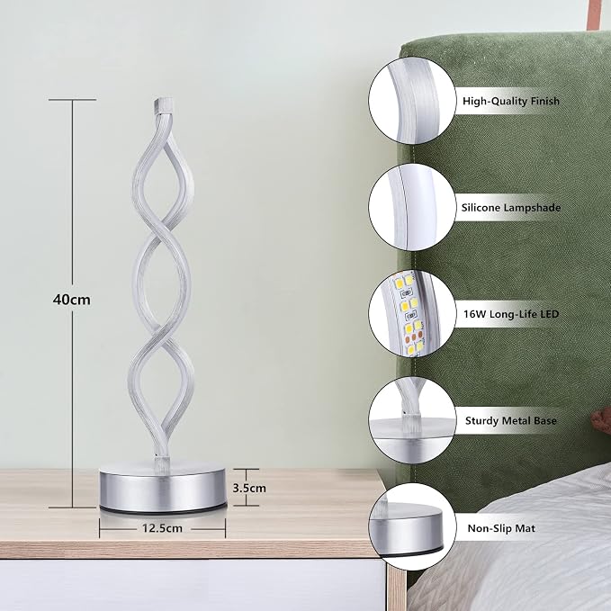 Silver Table Lamps Set of 2, 15.8 InchSilver Table Lamps