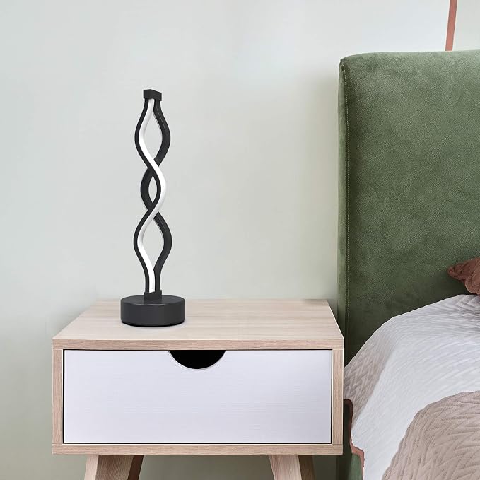 Black Infinity Spiral LED Table Lamp – Dimmable Touch Bedside Lamp