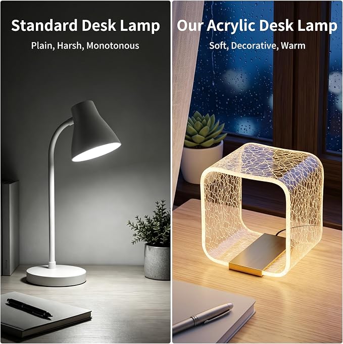 Acrylic Bedside Lamp – Square Starry Effect LED Table Lamp