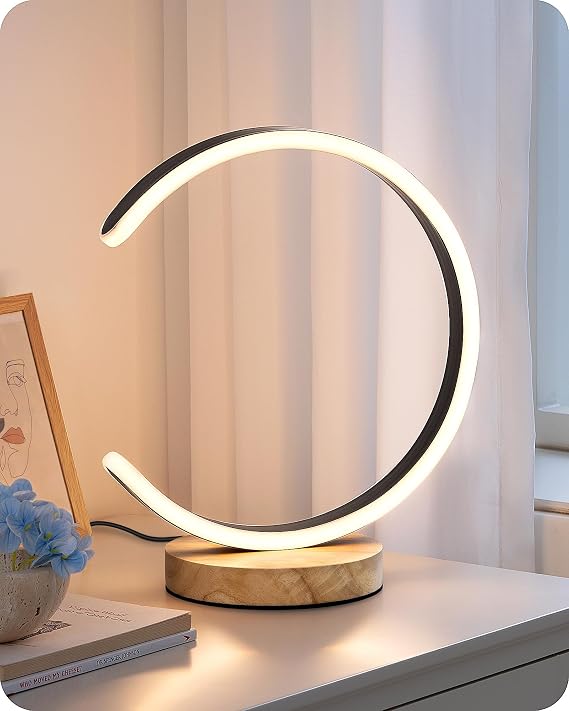 LED Table Lamp for Living Room – C-Shaped Modern Bedside Lamp