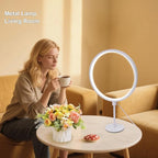 Metal Circle Table Lamp – 15.8-Inch USB Dimmable Bedside Lamp