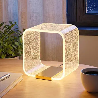 Acrylic Bedside Lamp – Square Starry Effect LED Table Lamp